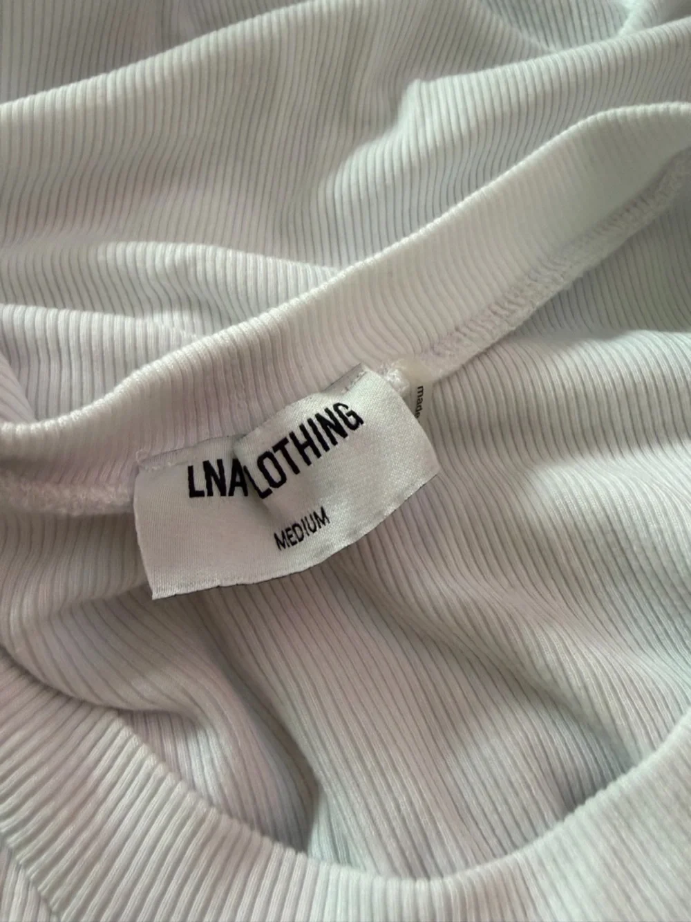 LNA White Ribbed Crewneck Harrison T-shirt - Picture 8 of 9